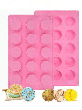 1pc Cylinder Silicone Soap Mold, 15 Cavity Round Silicone Molds For Handmade Soap, Lotion Bars, Bath Bombs,