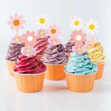 10入組雛菊形狀蛋糕插牌,適用於開胃菜、水果盤或甜點裝飾 - 彩色 - 查看 2