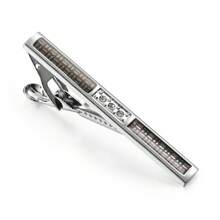 One Piece Classic Brass Tie Clip Tie Pin With Rhinestones Fancy For Men Daily Wear - Silver - View 6