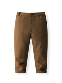 KIMOCAT Boys' Spring Straight-Leg Pants, Casual And Handsome Trousers For Kids - Brown - View 1