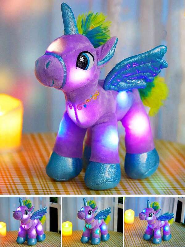 1pc Cartoon Unicorn Shaped Plush Toy & Decoration, Soft Polyester And Pp Filling, White Or Purple Color Available