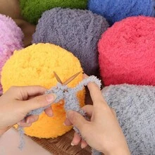 1捆珊瑚絨毛線球手工diy編織,適用於家居使用(圍巾、毛衣等) - 橘色 - 查看 2