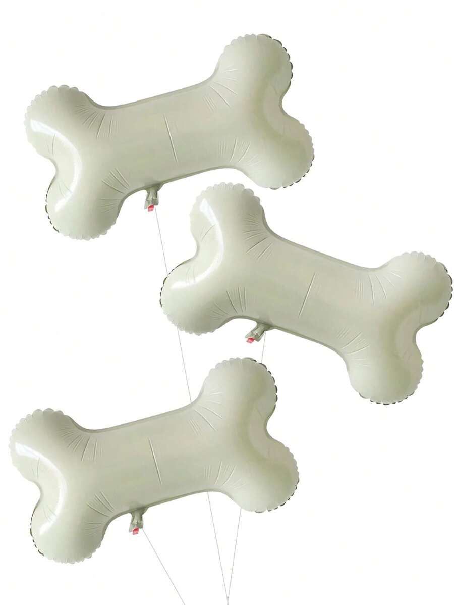 Mtrong Te 3 件套趣味宠物狗骨头形状铝箔气球套装生日快乐派对装饰空气球返校情人节 - 米色 - 查看 1
