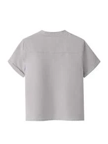 Annil Kids Clothing Boys T-Shirt Standing Neck Short Sleeved Top Summer Skin-Friendly Breathable Simple Polo Shirt Light Grey - Light Grey - View 2
