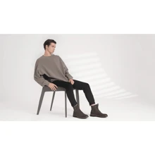 SHOESMALL Men's Fashion Waterproof Motorcycle Boots Zipper Casual Boots Chukka PU Leather Brown Boots - 鏽棕色 - 查看 4