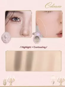 COLORROSE 自然粉状修容盘，轻盈柔滑，易于晕染，带镜子，面部彩妆 - 787咖茶色(眼影contour) - 查看 3