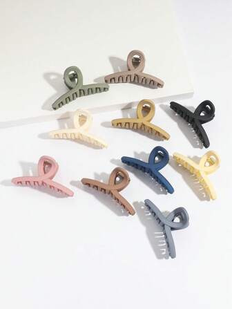 10 件/套 简约柔和色十字设计迷你发夹，适合女士，休闲日常佩戴，多巴胺爪夹发夹发夹发夹发夹接发夹秋冬发饰，适合女士度假装