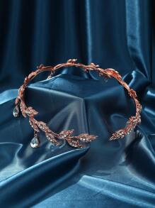 Rose Gold Colored Rhinestone Pendant Hair Accessory For Bride's Party, Princess Headband For Women - Rose Gold - View 2