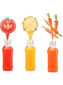 2 件/5 件/10 件 3 盎司（100 毫升）带盖塑料果汁瓶、冰箱用带盖果汁容器、可重复使用的榨汁瓶、冰沙瓶、空塑料果汁瓶、带盖饮料容器、空牛奶瓶塑料冰沙饮料瓶