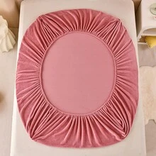 1pc Anti-Slip Velvet Fitted Sheet, Soft And Comfortable, Anti-Static, Non-Shedding, 360 Degrees Wrapped, No Fluorescent Agent, Suitable For Bedroom, Guest Room, Dormitory, Family Use - Hot Pink - View 8