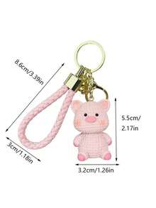 卡通動物鑰匙扣造型裝飾包包吊飾針織包飾肩背包手提包派對/節日禮物生日/情人節時尚禮品禮品配件裝飾鑰匙鏈吊飾可愛物品 - 粉色 - 查看 3