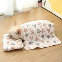 1pc Paw Print Random Pet Blanket For Cat And Dog For Cold Season - Apricot - View 2