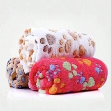 1pc Paw Print Random Pet Blanket For Cat And Dog For Cold Season - Apricot - View 7