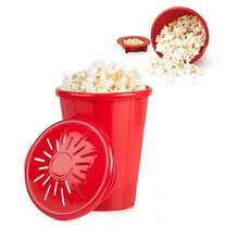 1pc Microwave Popcorn Bucket/maker, Plastic Popcorn Bowl/silicone Popcorn Bucket/cup - Red - View 2