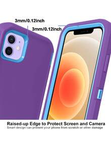 PC Màu tím nhạt và xanh da trời, Bảo vệ chống rơi nặng, Chống sốc chắc chắn toàn thân, Bảo vệ chắc chắn chống bụi, Vỏ điện thoại 3 trong 1, Tương thích với iPhone Samsung Motolola, Món quà hoàn hảo cho sinh nhật/Con trai/Bạn gái - tím nhạt + xanh da trời - Xem 2