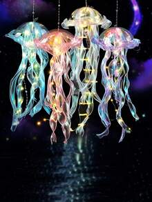 1只發光水母造型夜燈,彩色燈光效果,適用於女孩房間氛圍裝飾 - 夢幻紫 - 查看 5