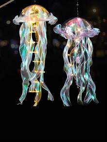 1只發光水母造型夜燈,彩色燈光效果,適用於女孩房間氛圍裝飾 - 夢幻紫 - 查看 3