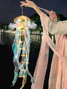 1只發光水母造型夜燈,彩色燈光效果,適用於女孩房間氛圍裝飾 - 夢幻紫 - 查看 4