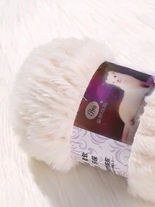50 克/球仿水貂毛紗柔軟毛絨羊毛羊絨紗線適合 Diy 手工編織鉤針毛衣圍巾帽子包紗縫紉用品 - 米色 - 查看 2