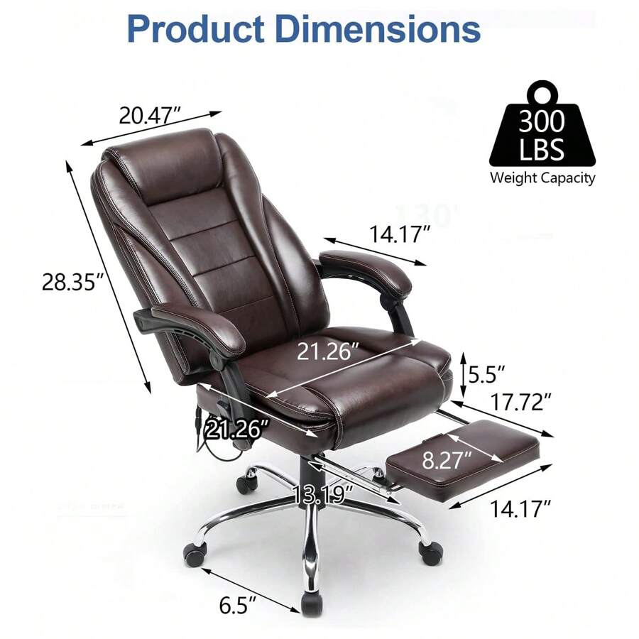 HOMREST Executive Office Chair, Massage Heated Desk Chair with