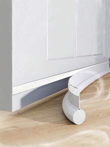 1 pieza Tira de sellado inferior de puerta, tira de sellado inferior de hueco de puerta autoadhesiva de PU, tira de sellado resistente al desgaste y a prueba de insectos para el hogar - Blanco - Ver 1
