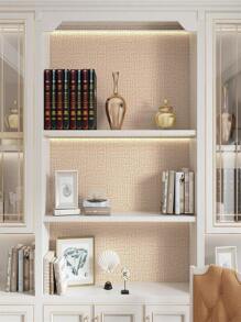 接觸紙淺卡其草布紋理壁紙自黏壁紙浮雕接觸紙自粘布假亞麻可拆卸壁紙,適用於臥室櫥櫃裝飾 - 卡其色 - 查看 6