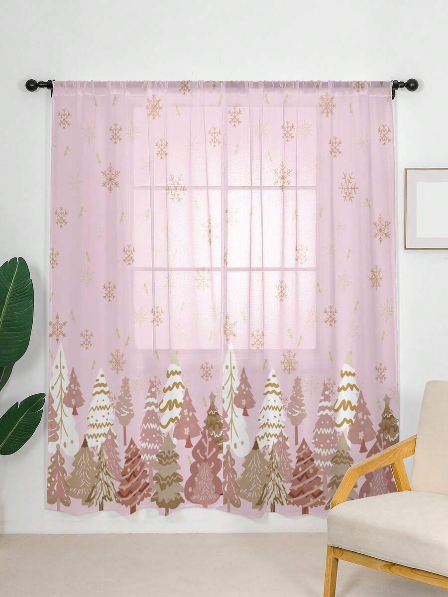 1 Pieza De Cortina De Ventana Con Patrón Creativo Impreso - color - Ver 1