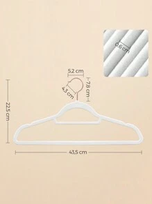 SONGMICS Percha de Terciopelo, Juego de 50, Antideslizantes, con Barra Corbata y Gancho Oro Rosa, 0,6 cm Espesor, Ahorra Espacio, 43,5 cm Largo, para Abrigo Vestido Pantalón, Blanco - Blanco - Ver 7