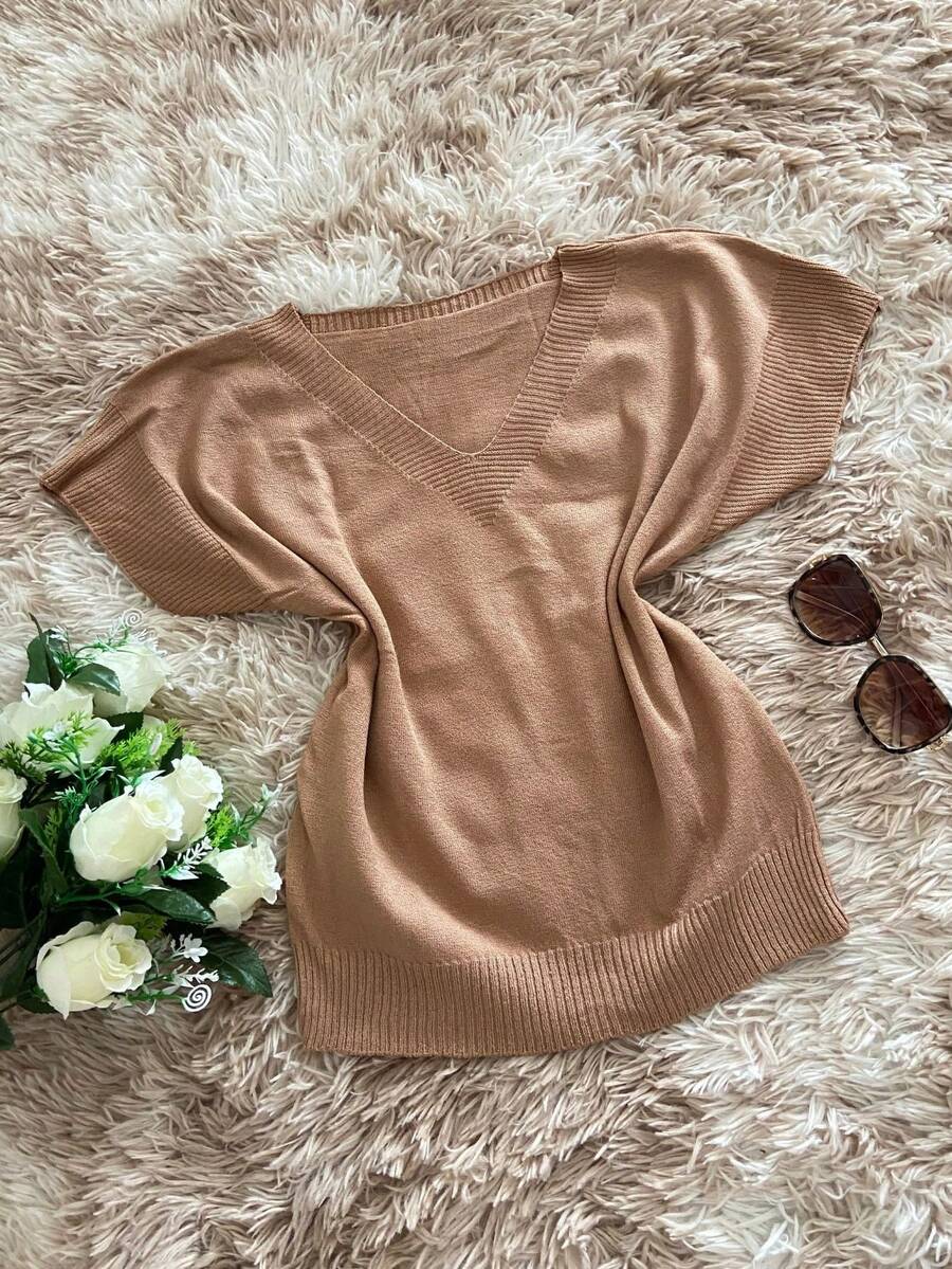 Women Knit Tops - Màu be - Xem 1