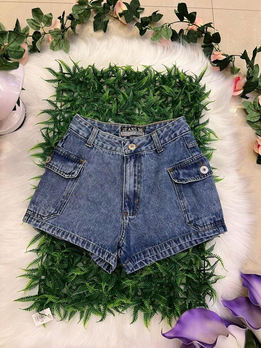 Women Denim Shorts - Rửa trung bình - Xem 1