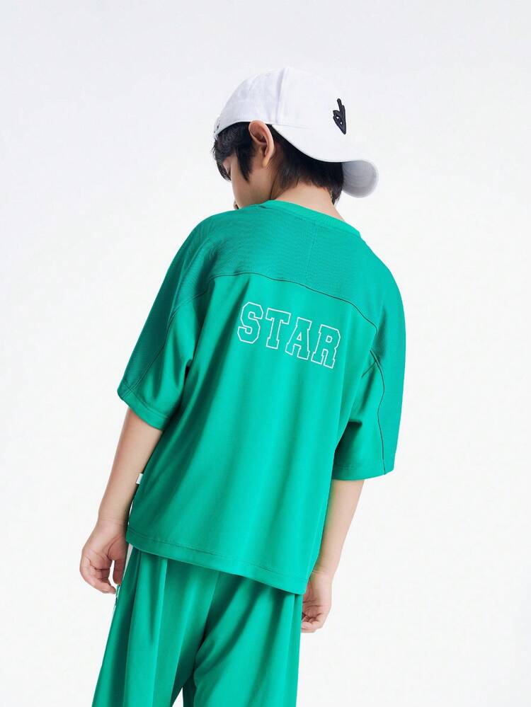 Annil Children's Clothing Boy's Letter T-Shirt Summer Cool Feeling Moisture Wicking Boy's Thin Quick Drying Top