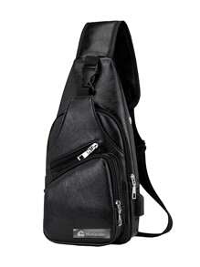 Mochila Cruzada con Puerto USB para Hombre Impermeable,