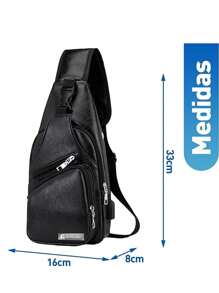 Mochila Cruzada con Puerto USB para Hombre Impermeable,