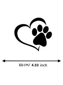 RandySticker 11x10 cm Autocollants de décoration extérieure de voiture en forme de cœur de patte de chien. Autocollants pour fenêtre, décorations murales, décalcomanies vinyle pour décorations de maison, articles de décoration de printemps pour rafraîchir votre maison, autocollants de décoration Rama
