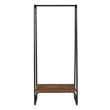 Clothes Rack with Wood Shelf, Freestanding Clothing Rack,Garment Rack, Standing Metal Sturdy Clothing Rack, Black - 棕色 - 查看 7