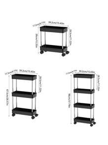 1 Pieza Estantería De Almacenamiento Con Ruedas Para Organizar Y Ordenar Espacios Estrechos - Negro - Ver 8