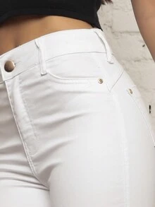 Women Jeans - 白色 - 查看 5