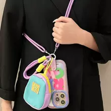 Crossbody Phone Case Creative Diy Cream & Macaron Shaped Phone Case Compatible With Apple Iphone - Mauve Purple - View 3