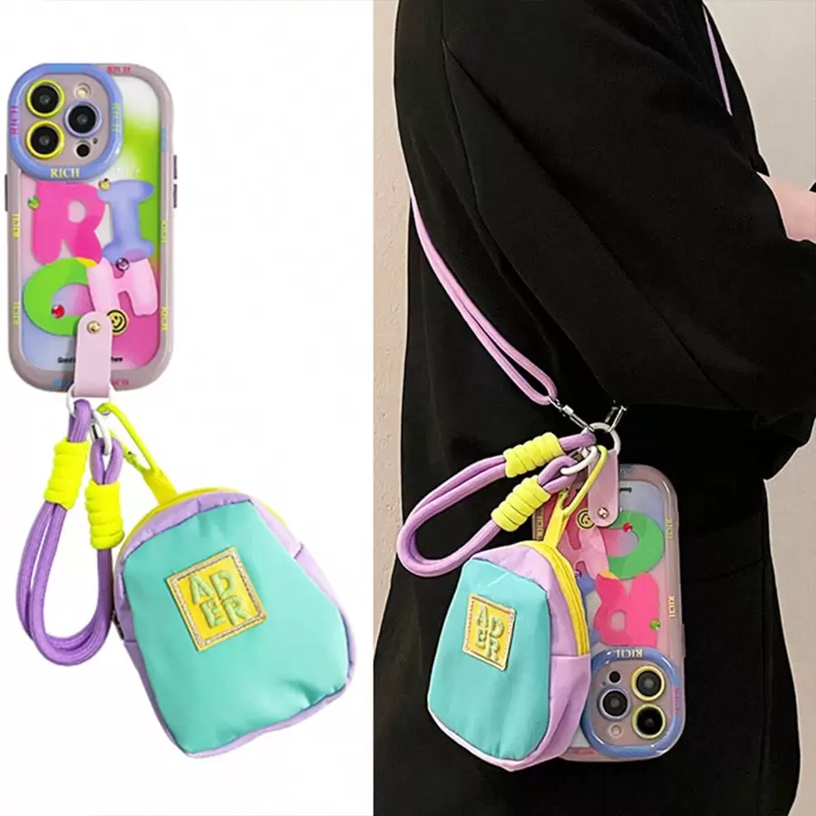 Crossbody Phone Case Creative Diy Cream & Macaron Shaped Phone Case Compatible With Apple Iphone