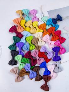 42 Piezas Graciosos Clips De Cabello De Lazo De Cinta De Raso Con Colores Sólidos Para Niñas, Ideal Para Uso Diario (color Al Azar) - Multicolor - Ver 3