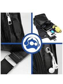 Mochila Cruzada con Puerto USB para Hombre Impermeable,