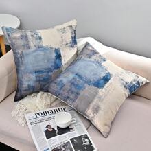 2 Miếng Họa tiết Bàn chải Vỏ đệm không cần chất độn , Màu xanh hải quân Chất vải Gối ném Che phủ , Đối với Sofa , Đi văng - Màu xanh hải quân - Xem 4