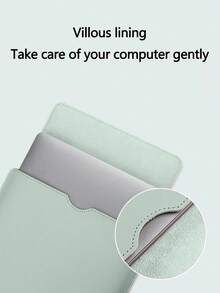 1pc Pu Leather Slim Laptop Sleeve Suitable For Notebook, Tablet Pc, Inner Bag Computer Storage Bag - Green - View 5
