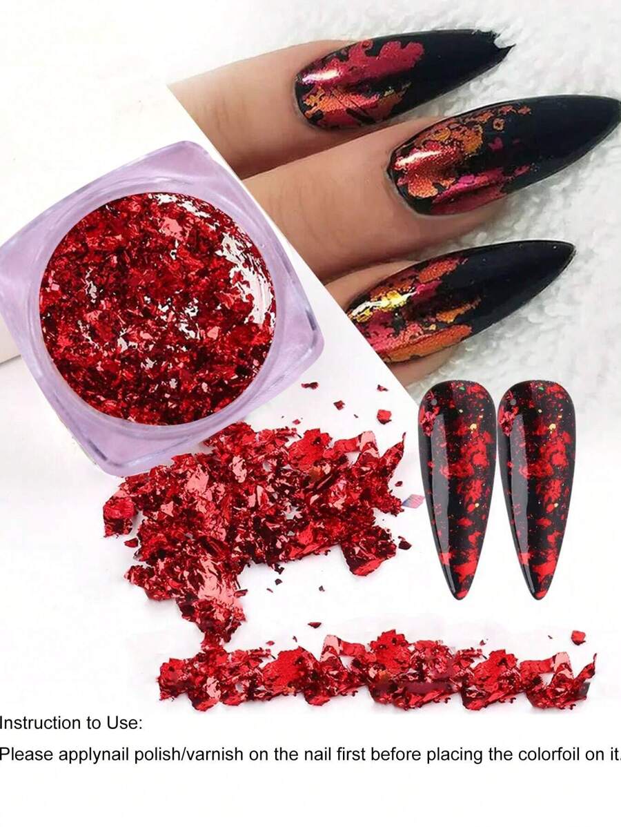 1 Scatola 5G Accessori per arte di unghie in stile Y2K, foil dorato ad alta lucentezza, filo color oro rosa, decorazioni per unghie sottilissime fotopolimerizzanti, charm per unghie, gemme per unghie, forniture per unghie - Rosso - Visualizzare 1