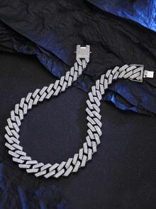 1 chiếc vòng cổ mắt xích Miami Fashion dành cho nam 20mm Iced Out Heavy 20mm Rhinestone Prong Street Choker mắt xích dài 18/20 inch Quà tặng trang sức Hip Hop cho phụ nữ - Bạc - Xem 2