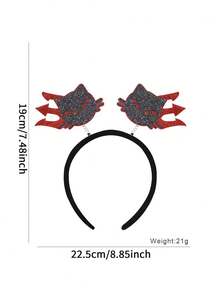 1入組鬼魔三叉戟造型塑膠萬聖節裝飾髮箍及絨布,適用於萬聖節派對、嘉年華會和cosplay服裝 - 紅色 - 查看 4