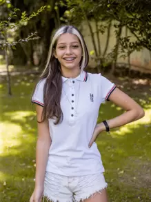 Camisa Polo Feminina Branca - Branco - Visão 2