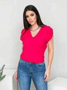 Women T-Shirts - 玫紅色 - 查看 4