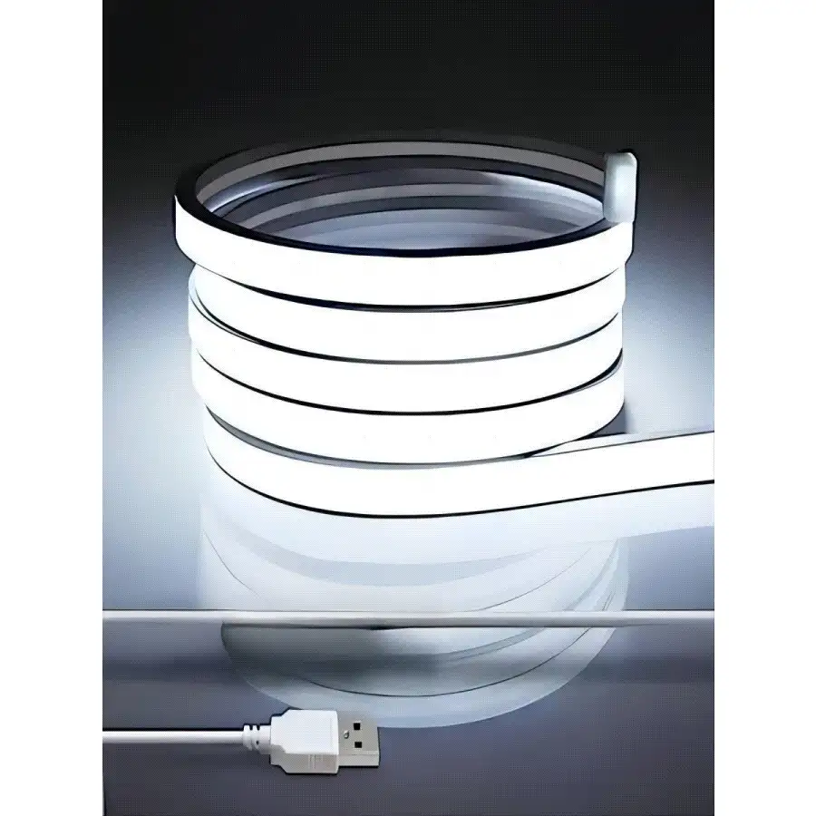 5v Usb Led霓虹燈條/霓虹繩燈,柔軟防水,適用於室內和室外,床房電視背景燈,櫥櫃等/白色 - 白色 - 查看 3