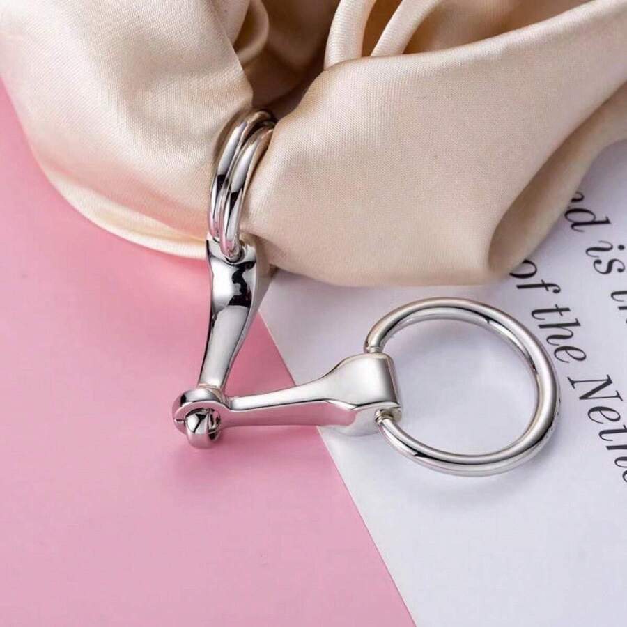 1pc Ladies' Scarf With Horse Buckle, Suitable For Daily Use - Silver - View 1